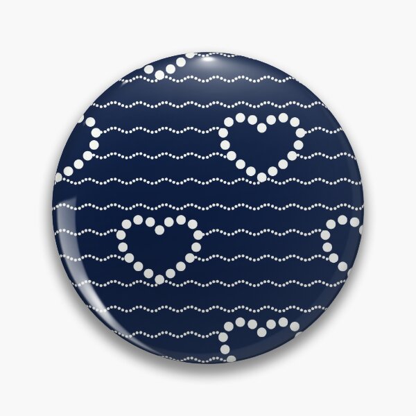 Item preview, White Dotted Heart Waves Seamless Pattern on Navy Blue  designed and sold by POLKAIWERX.
