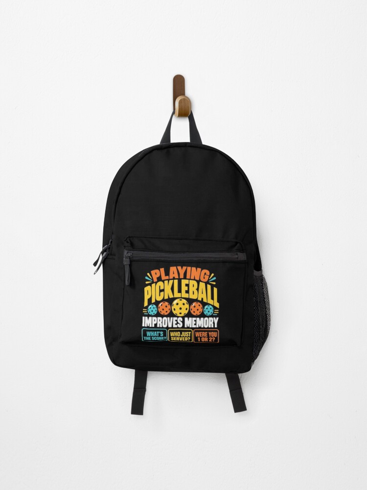 Thumbnail 1 of 3, Backpack, Pickleball Humor Improves Memory designed and sold by ROUX-ART.