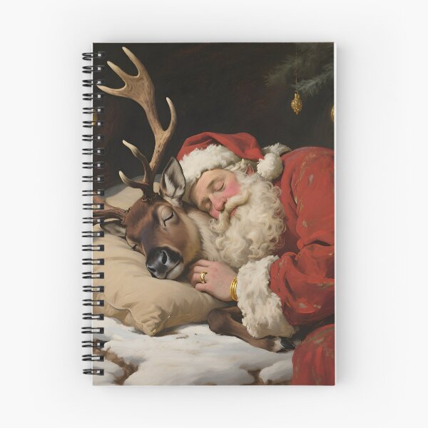 Item preview, Sleeping Santa and Reindeer Christmas Art designed and sold by Connys Colorful World.