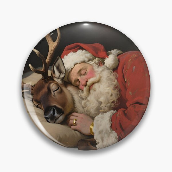 Item preview, Sleeping Santa and Reindeer Christmas Art designed and sold by Connys Colorful World.