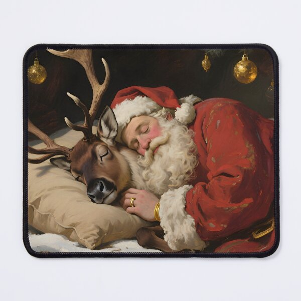 Item preview, Sleeping Santa and Reindeer Christmas Art designed and sold by Connys Colorful World.
