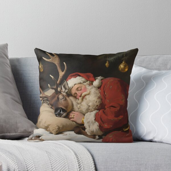 Item preview, Sleeping Santa and Reindeer Christmas Art designed and sold by Connys Colorful World.