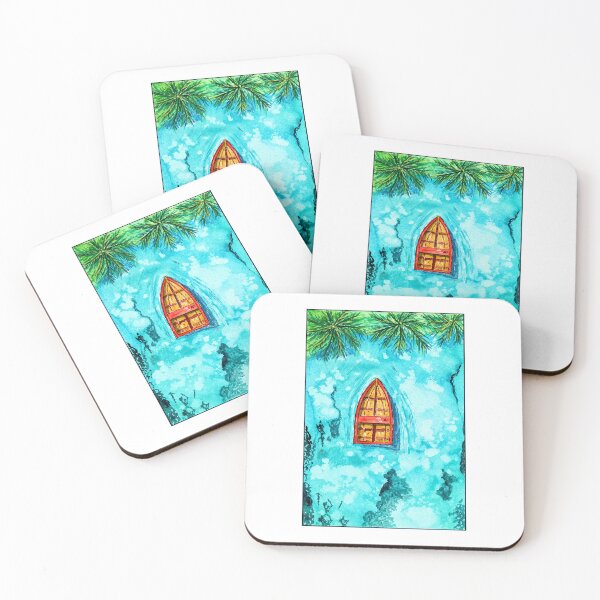 Item preview, turquoise laggon - red boat designed and sold by Mystic Fluid.
