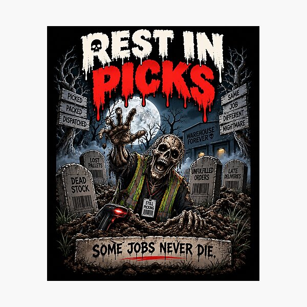 Item preview, Rest in Picks – Funny Warehouse Halloween Horror Design designed and sold by KeeganDykes.