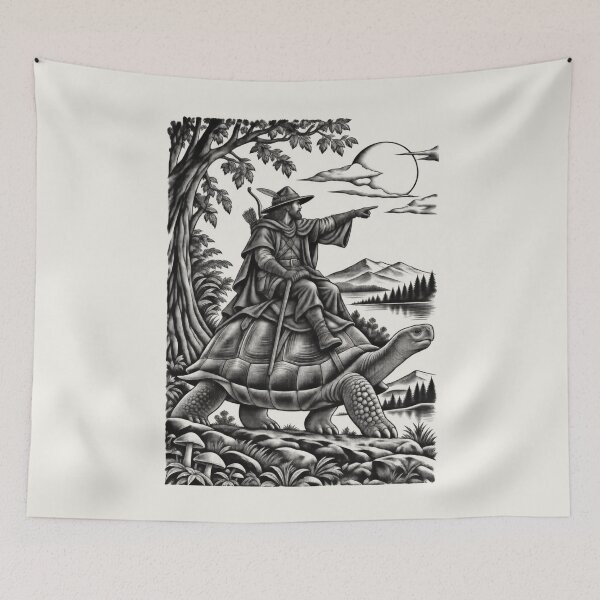 Item preview, Forest Ranger Tortoise Rider Vintage Fantasy Art designed and sold by AmiGraph.