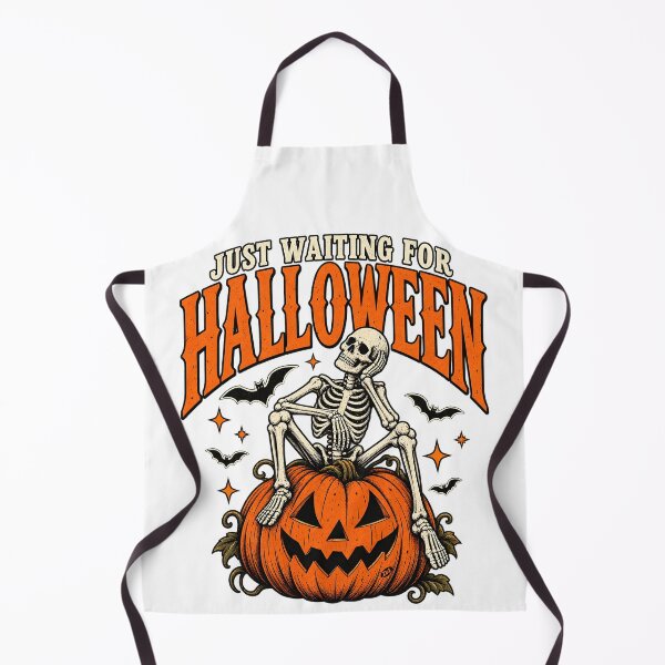 Item preview, Just Waiting For Halloween Sitting Skeleton Pumpkin Art designed and sold by DesignArtist.ia.
