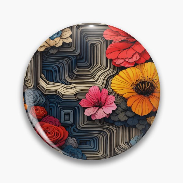 Item preview, Abstract Floral Labyrinth with Colorful Flowers – Modern Botanical Geometric Art Print designed and sold by Kaleidoscope Print.