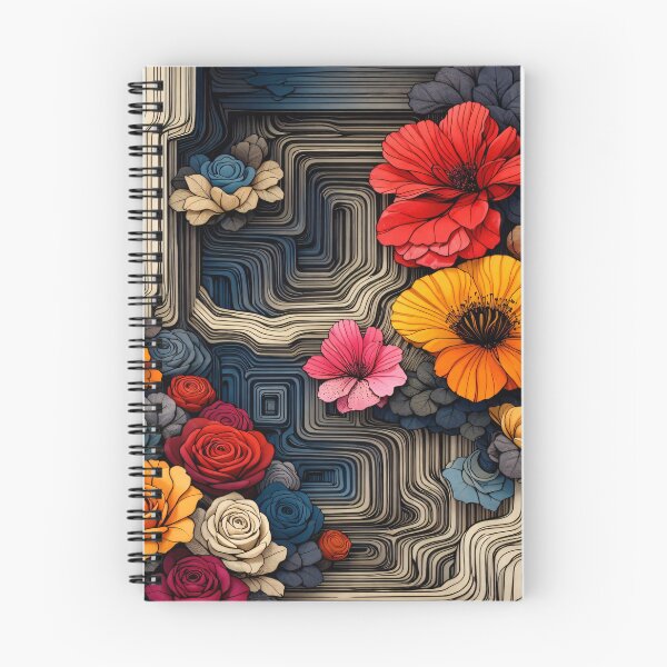 Item preview, Abstract Floral Labyrinth with Colorful Flowers – Modern Botanical Geometric Art Print designed and sold by Kaleidoscope Print.