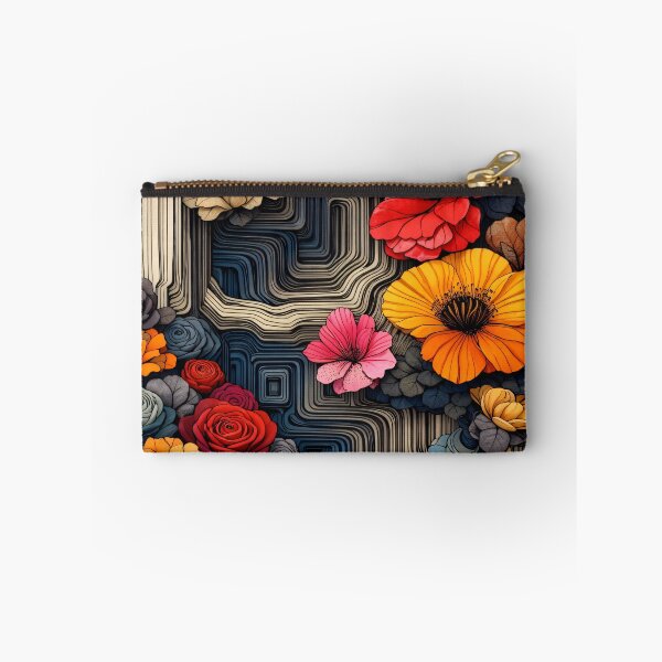 Item preview, Abstract Floral Labyrinth with Colorful Flowers – Modern Botanical Geometric Art Print designed and sold by Kaleidoscope Print.