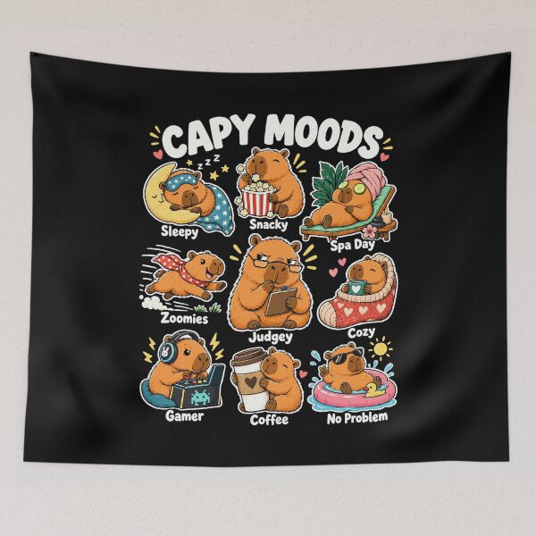 Item preview, Capybara Moods Funny Cute Capybara Lover Art designed and sold by andre-hollow.