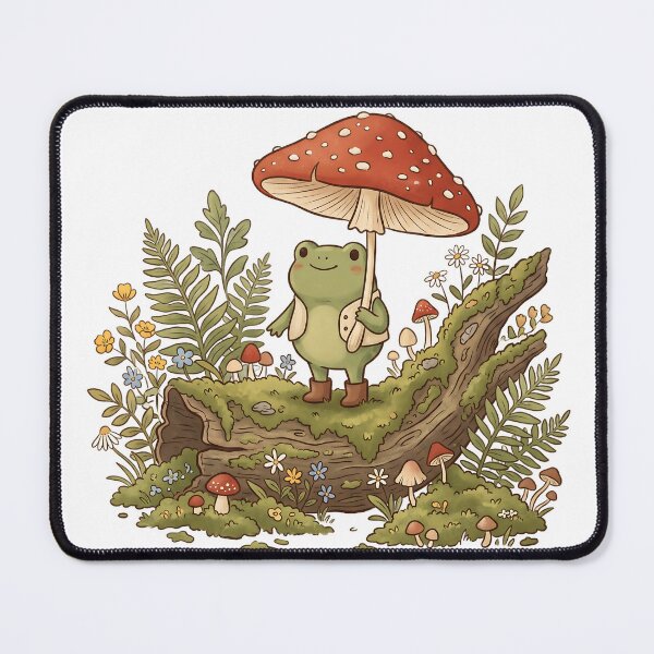 Item preview, Cottagecore Frog with Mushroom Umbrella Cute designed and sold by mindshocker.