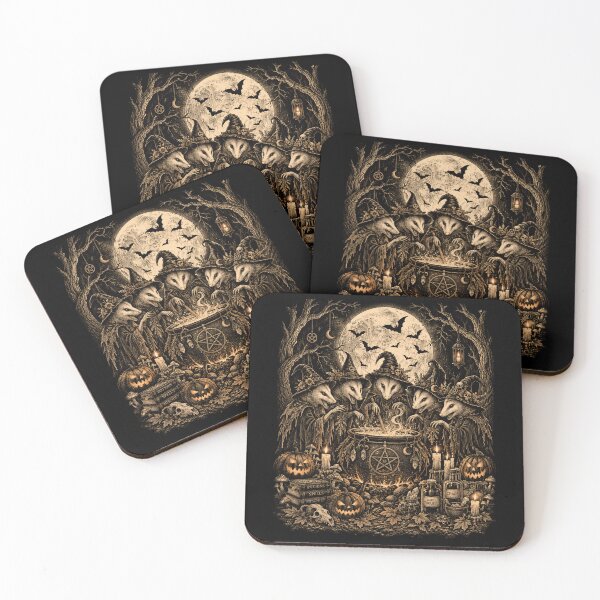 Item preview, Witchy Opossum Coven Halloween Art designed and sold by ROUX-ART.