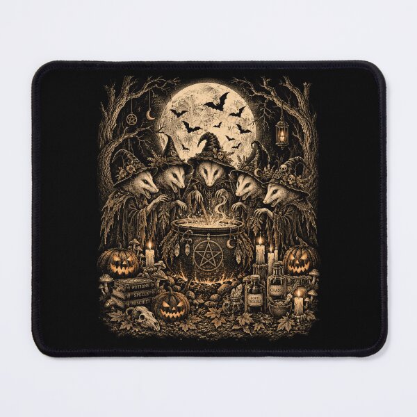 Item preview, Witchy Opossum Coven Halloween Art designed and sold by ROUX-ART.