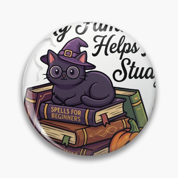Item preview, My Familiar Helps Me Study Halloween Black Cat Books Sticker designed and sold by YasminTaha.