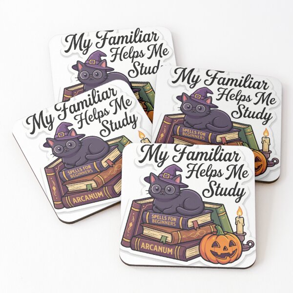 Item preview, My Familiar Helps Me Study Halloween Black Cat Books Sticker designed and sold by YasminTaha.