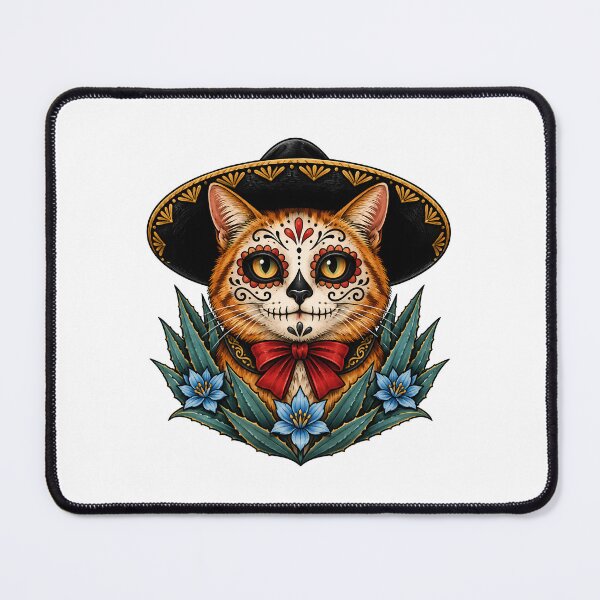Item preview, Day of the Dead Catrin Ginger Tabby Cat Art designed and sold by Old's Cool Cat Studio.