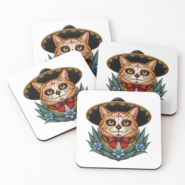 Item preview, Day of the Dead Catrin Ginger Tabby Cat Art designed and sold by Old's Cool Cat Studio.
