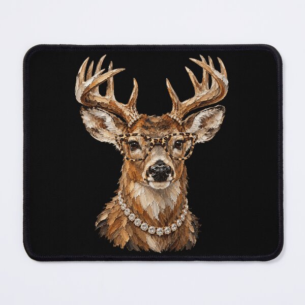 Item preview, Deer With Glasses Antlered Stag Portrait designed and sold by ROUX-ART.