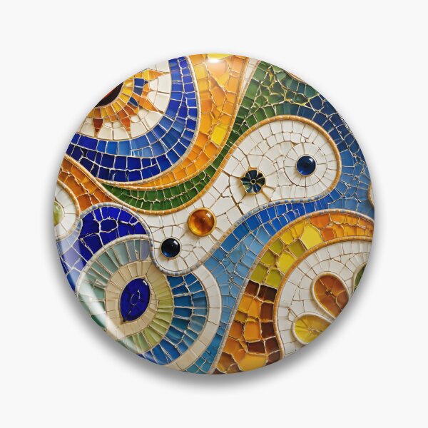 Item preview, Gaudi Inspired Vivid Ceramic Mosaic Sun Flower Trencadís Pattern designed and sold by GrinGalore.