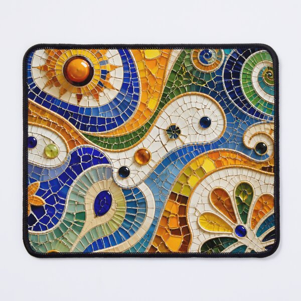 Item preview, Gaudi Inspired Vivid Ceramic Mosaic Sun Flower Trencadís Pattern designed and sold by GrinGalore.