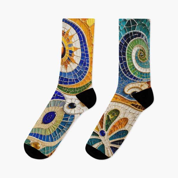 Item preview, Gaudi Inspired Vivid Ceramic Mosaic Sun Flower Trencadís Pattern designed and sold by GrinGalore.