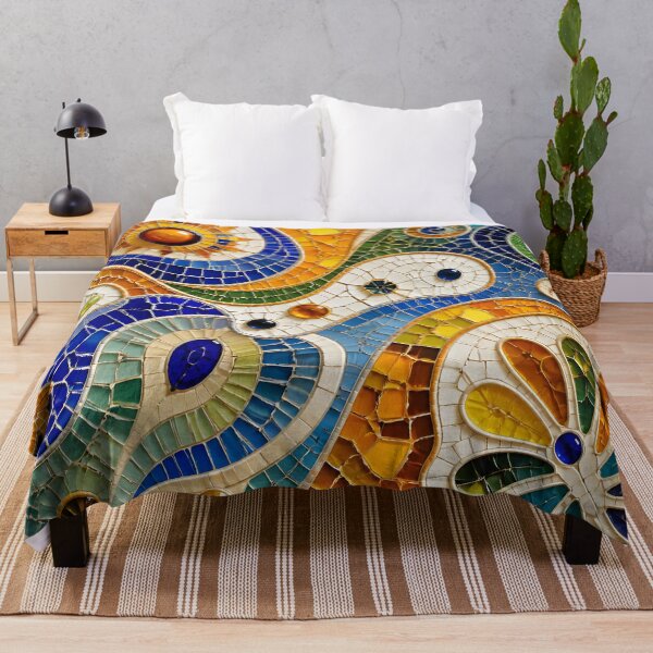 Item preview, Gaudi Inspired Vivid Ceramic Mosaic Sun Flower Trencadís Pattern designed and sold by GrinGalore.