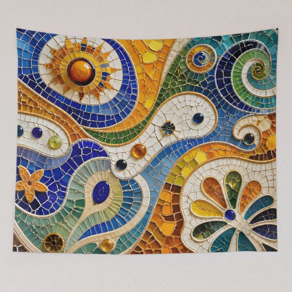 Item preview, Gaudi Inspired Vivid Ceramic Mosaic Sun Flower Trencadís Pattern designed and sold by GrinGalore.
