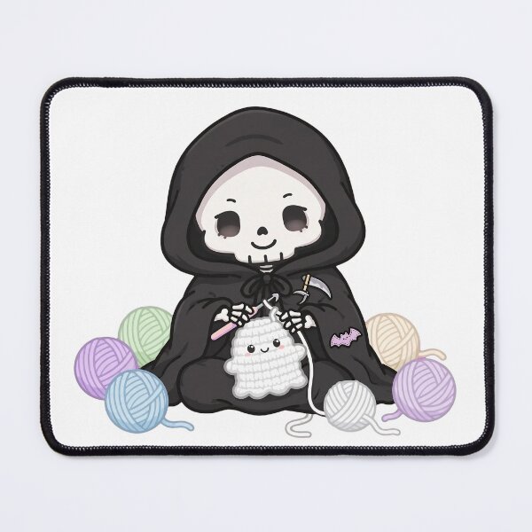Item preview, Grim Reaper Crochet Club | Cute Goth Crocheting Ghost designed and sold by HealingEraInk.