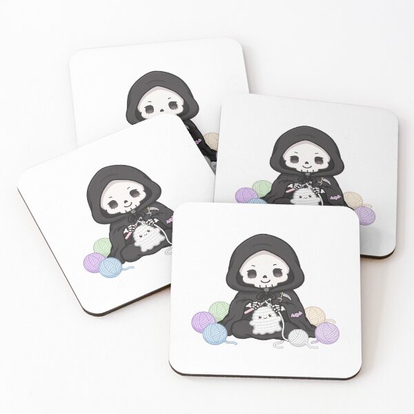 Item preview, Grim Reaper Crochet Club | Cute Goth Crocheting Ghost designed and sold by HealingEraInk.
