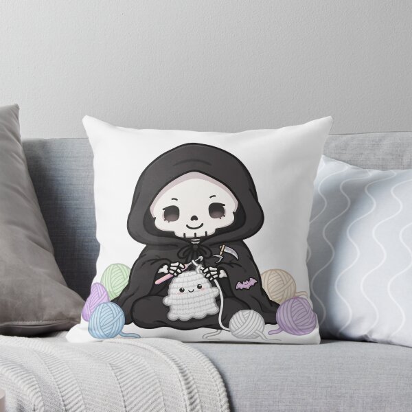 Item preview, Grim Reaper Crochet Club | Cute Goth Crocheting Ghost designed and sold by HealingEraInk.