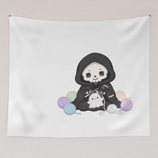 Item preview, Grim Reaper Crochet Club | Cute Goth Crocheting Ghost designed and sold by HealingEraInk.