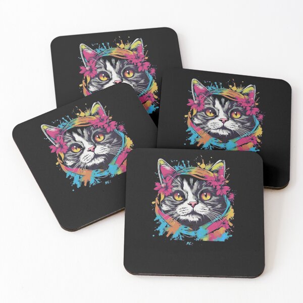 Item preview, Colorful Watercolor Cat Splatter Art Cute Kitten designed and sold by rupkewhuezofkhn.