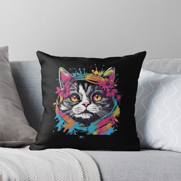 Item preview, Colorful Watercolor Cat Splatter Art Cute Kitten designed and sold by rupkewhuezofkhn.