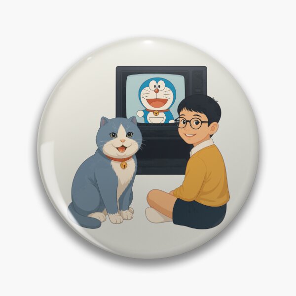 Item preview, Retro Cartoon Nostalgia Boy And Cat Watching TV designed and sold by KungPowUnicorn.