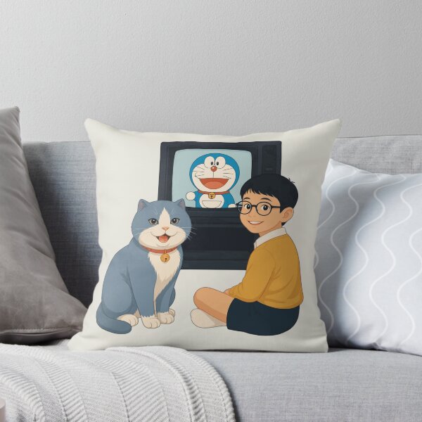 Item preview, Retro Cartoon Nostalgia Boy And Cat Watching TV designed and sold by KungPowUnicorn.