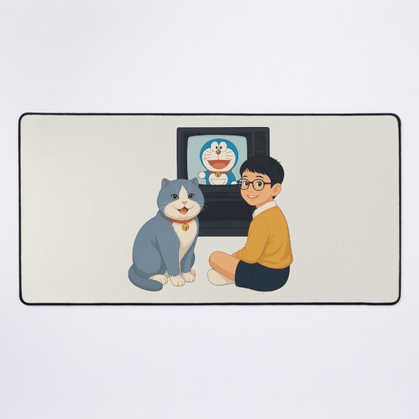 Item preview, Retro Cartoon Nostalgia Boy And Cat Watching TV designed and sold by KungPowUnicorn.