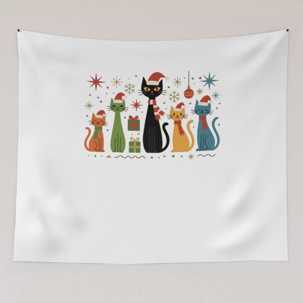 Item preview, Retro Mid-Century Modern Cat Christmas Cats 50s 60s Style designed and sold by alvablakefg.