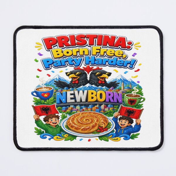 Item preview, Pristina Born Free Party Harder - Kosovo Flag & NEWBORN Monument T-Shirt designed and sold by Sushikidsntoddlers.