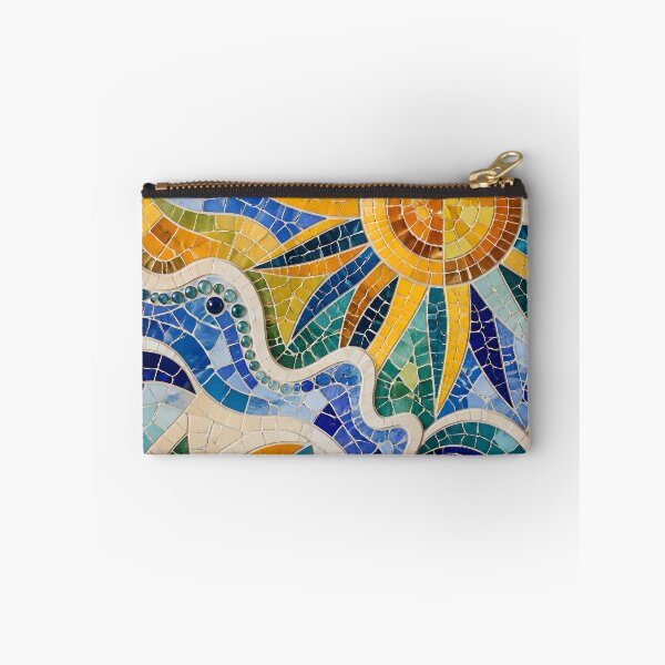 Item preview, Vibrant Antoni Gaudi Style Ceramic Trencadís Mosaic Sun Waves Print designed and sold by GrinGalore.