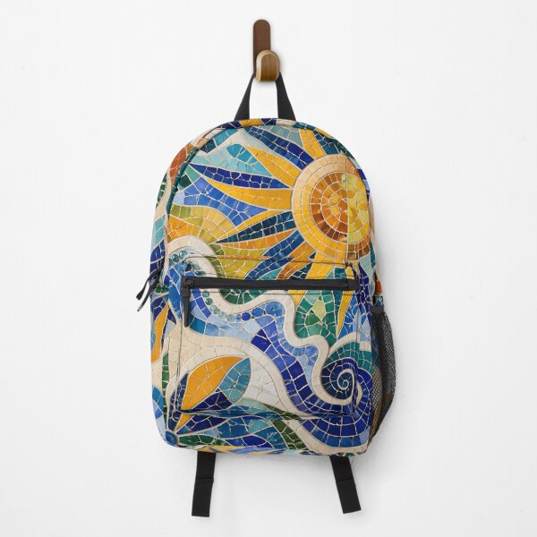 Item preview, Vibrant Antoni Gaudi Style Ceramic Trencadís Mosaic Sun Waves Print designed and sold by GrinGalore.