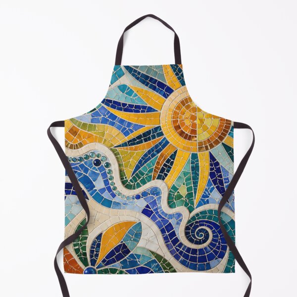 Item preview, Vibrant Antoni Gaudi Style Ceramic Trencadís Mosaic Sun Waves Print designed and sold by GrinGalore.