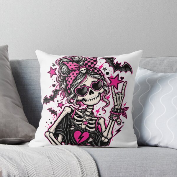 Item preview, Pink Pastel Goth Rocker Skeleton Girl Messy Bun Heart Sunglasses Art designed and sold by DesignArtist.ia.