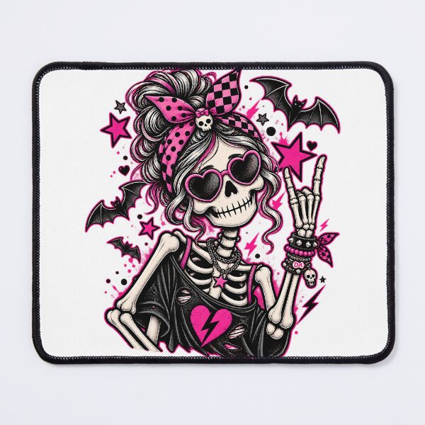 Item preview, Pink Pastel Goth Rocker Skeleton Girl Messy Bun Heart Sunglasses Art designed and sold by DesignArtist.ia.