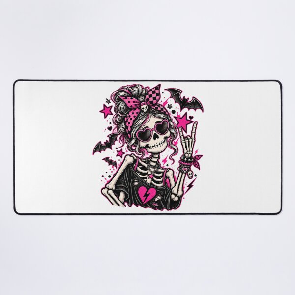 Item preview, Pink Pastel Goth Rocker Skeleton Girl Messy Bun Heart Sunglasses Art designed and sold by DesignArtist.ia.
