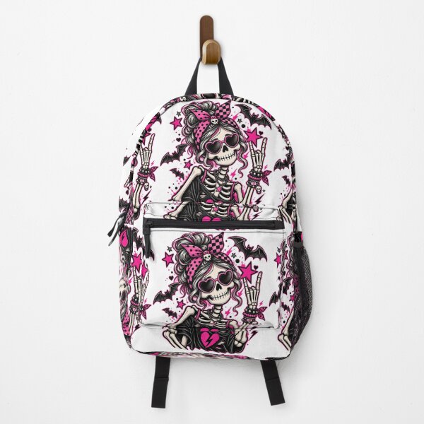 Item preview, Pink Pastel Goth Rocker Skeleton Girl Messy Bun Heart Sunglasses Art designed and sold by DesignArtist.ia.