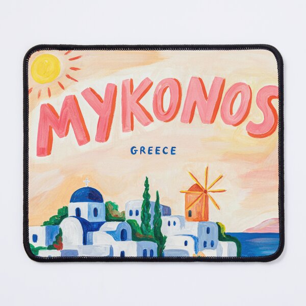 Item preview, Travel poster of Mykonos - Greece with beach, sea and houses designed and sold by PrintableTravel.