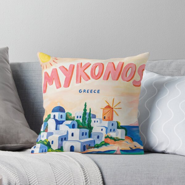 Item preview, Travel poster of Mykonos - Greece with beach, sea and houses designed and sold by PrintableTravel.