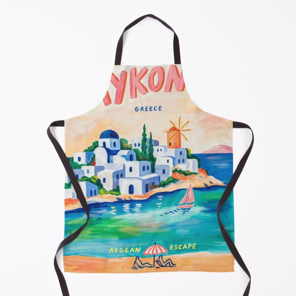 Item preview, Travel poster of Mykonos - Greece with beach, sea and houses designed and sold by PrintableTravel.