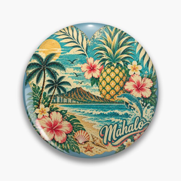 Item preview, Vintage Hawaii Heart – Mahalo Tropical Paradise designed and sold by Plus91BIRD.