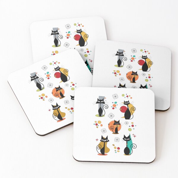 Item preview, Mid Century Atomic Black Cats - Retro Colorful Feline Art designed and sold by alvablakefg.